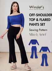 Off-Shoulder Top & Flared Pants Set Sewing Pattern