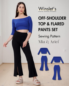 Off-Shoulder Top & Flared Pants Set Sewing Pattern