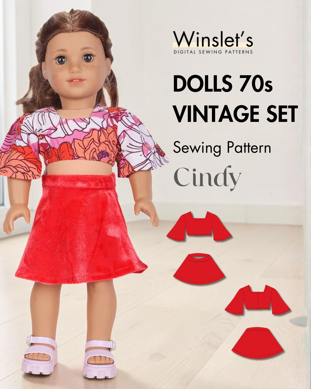70s Vintage Set Sewing Pattern for Dolls 'Cindy'