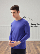 Front view of Men's Raglan T-shirt Sewing Pattern 'Luke' highlighting classic crew neckline and long sleeves for everyday wear.