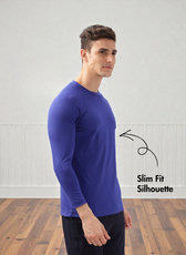 Side view of Men's Raglan T-shirt Sewing Pattern 'Luke' showcasing slim fit silhouette for a modern, tailored look.