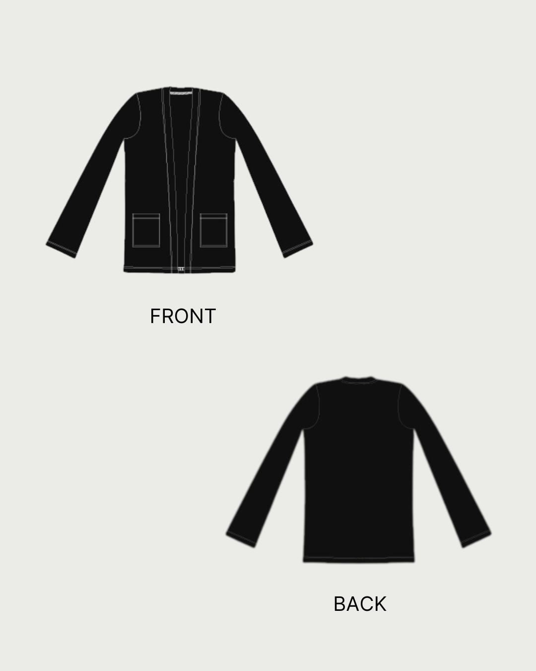 Long cardigan sewing pattern 2D flat illustrations