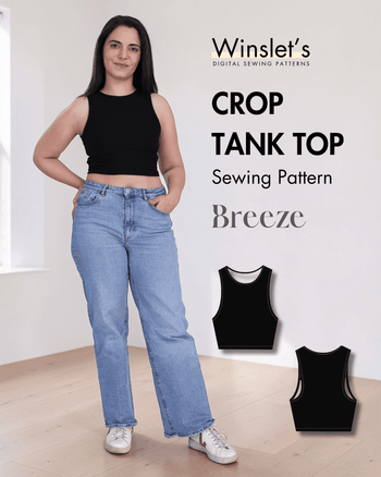 Women's black crop tank top sewing pattern Breeze