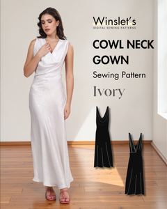 Cowl Neck Gown Sewing Pattern 'Ivory'