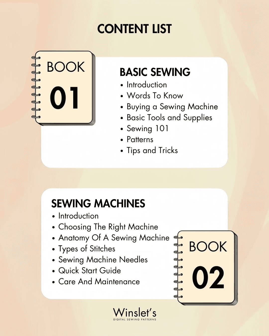 Content list for sewing beginner guide