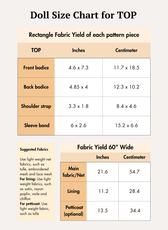 Doll dress sewing pattern size chart