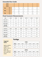 Extended Size guide for men's oversized T-shirt 'Archie' sewing pattern