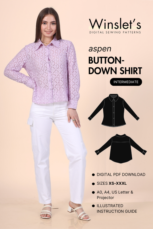 Button Down Shirt Sewing Pattern 'Aspen'