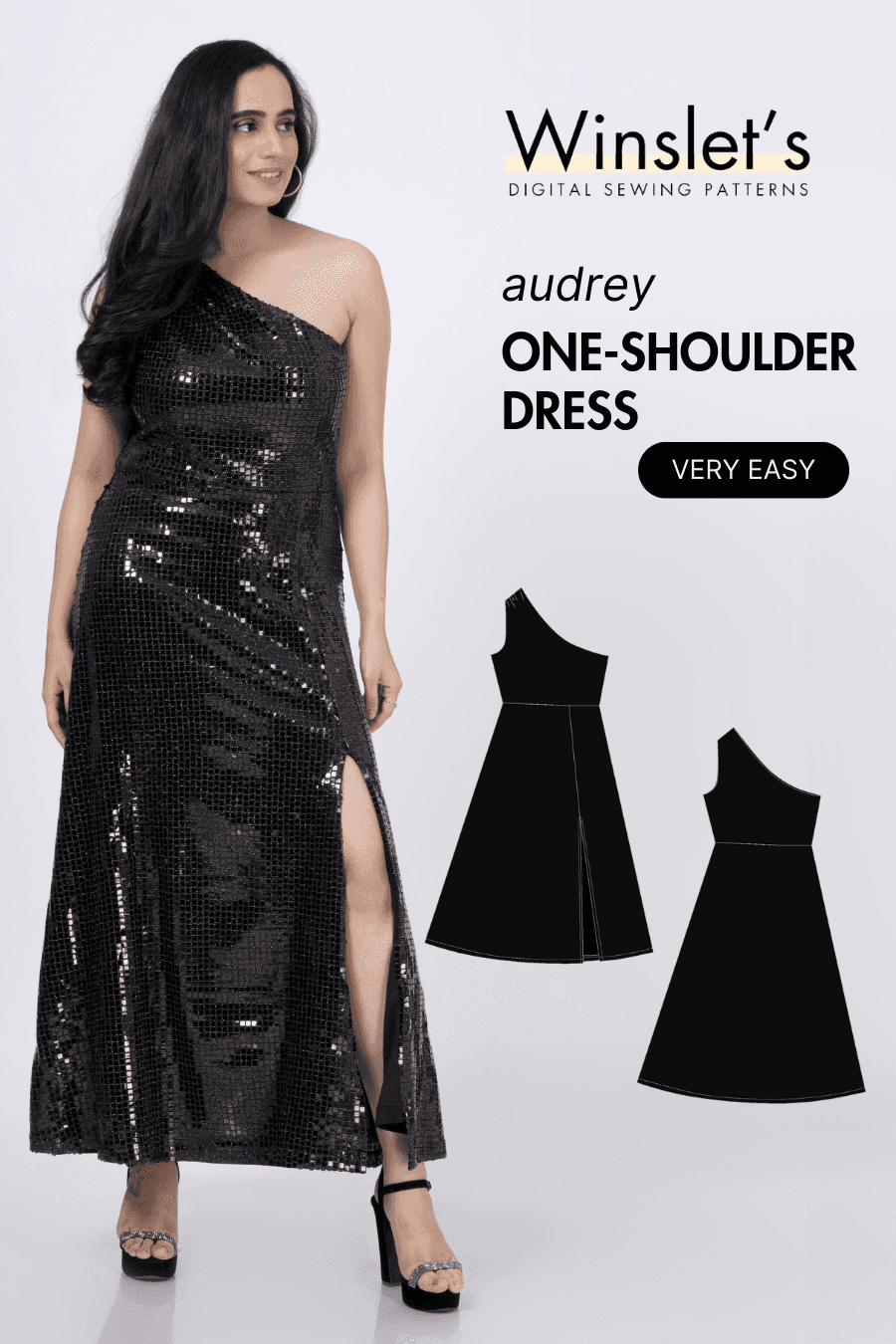 One Shoulder Dress Sewing Pattern 'Audrey'