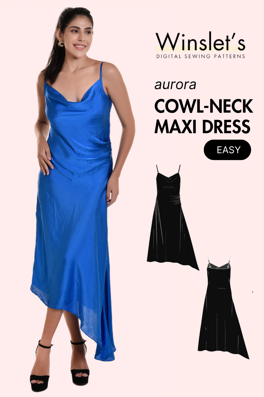 Cowl Neck Maxi Dress Sewing Pattern
