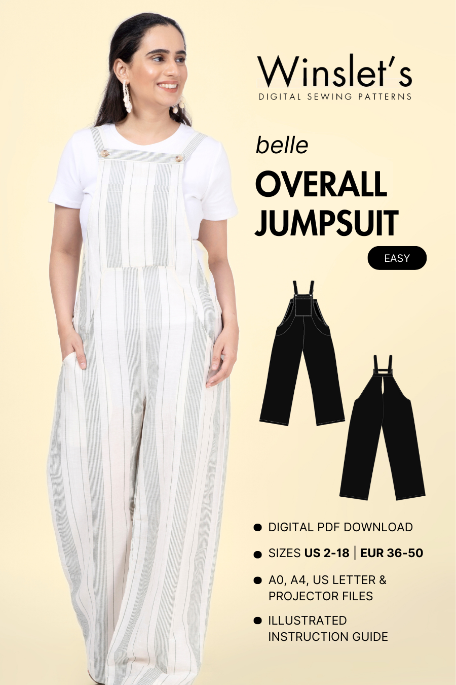 Overall Jumpsuit Sewing Pattern 'Belle'