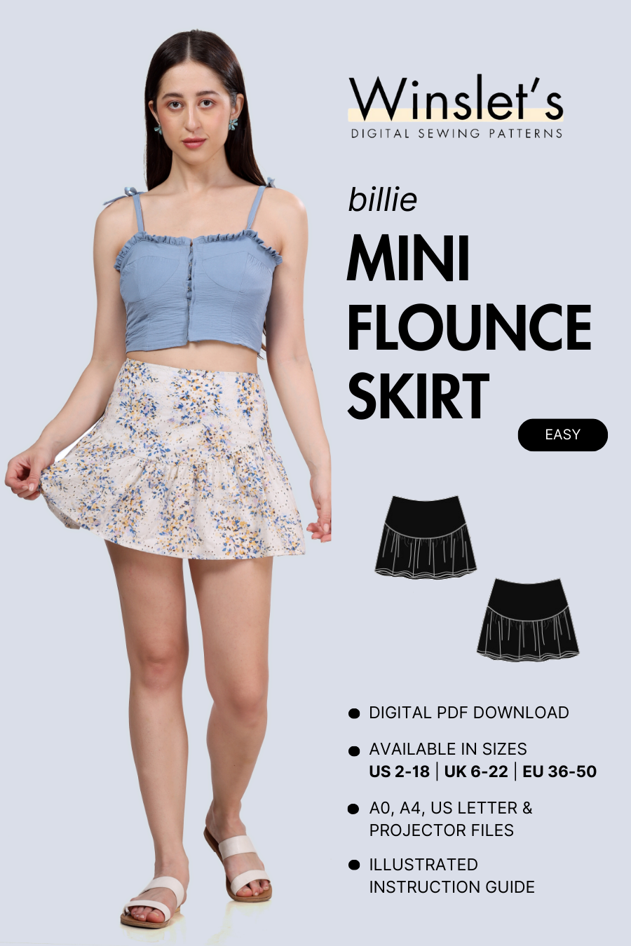 Mini Flounce Skirt Sewing Pattern 'Billie'