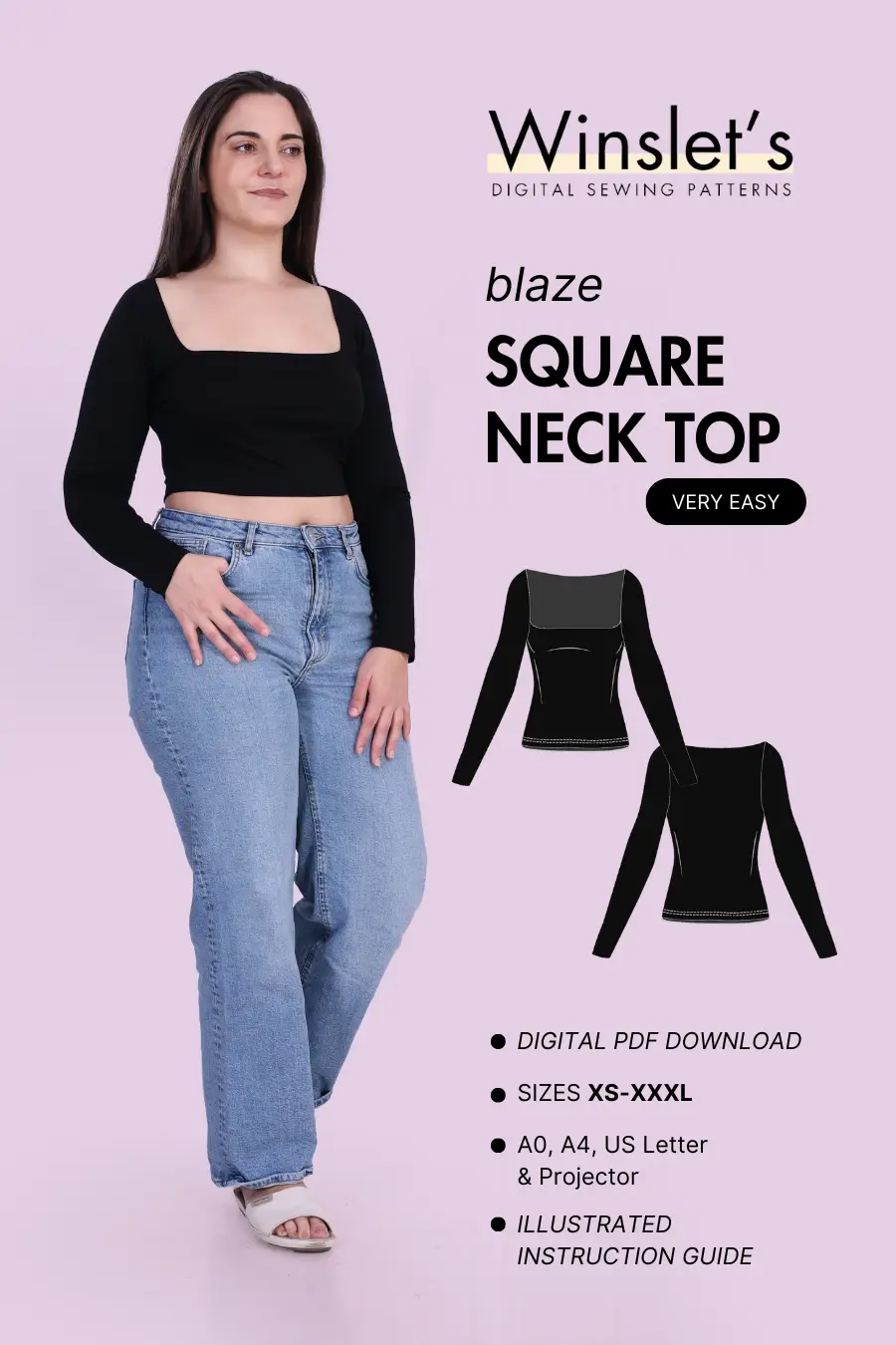 Square Neck Top Pattern for Women | Winslet's Patterns – Winslet's ...