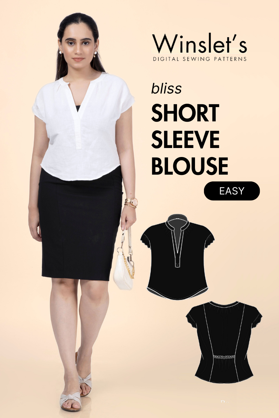 Short Sleeve Blouse Sewing Pattern 'Bliss'