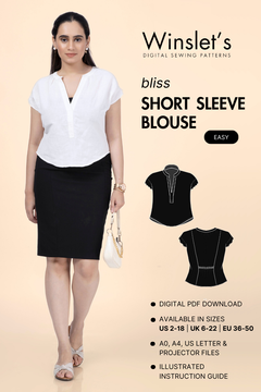 Short Sleeve Blouse Sewing Pattern 'Bliss'