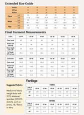 Extended size guide and final garment measurements for men's sweatshirt 'Brian' sewing pattern with detailed sizing info