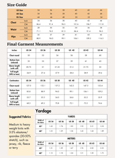 Size guide and measurement charts for men's sweatshirt 'Brian' sewing pattern, includes US, UK, and EU sizes