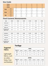 Size guide for men's formal trousers sewing pattern Caleb