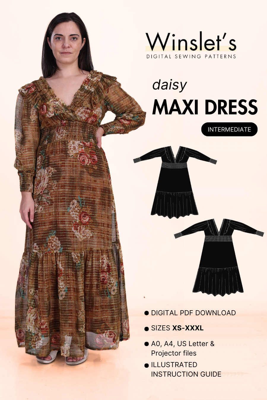 Vintage Maxi Dress Sewing Pattern 'Daisy'