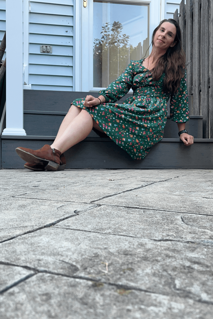 Shirred Dress Women's PDF Long Sleeves Sewing Pattern
