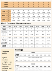 Extended Size Guide for Wide Leg Pants Sewing Pattern 'Ella'