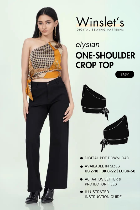 One Shoulder Crop Top Sewing Pattern 'Elysian'