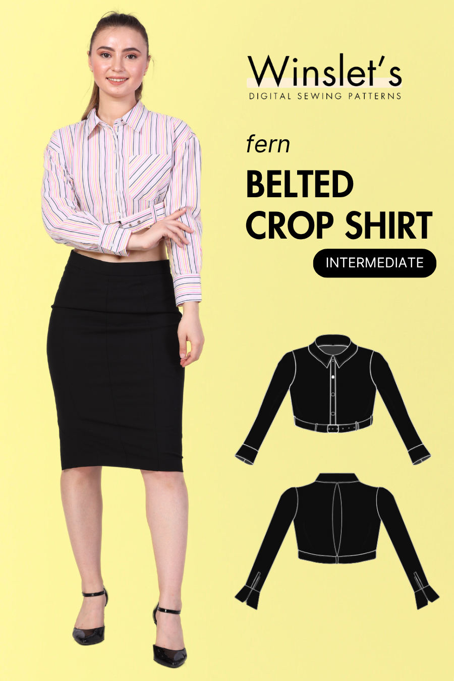 Belted Crop Shirt Sewing Pattern 'Fern'