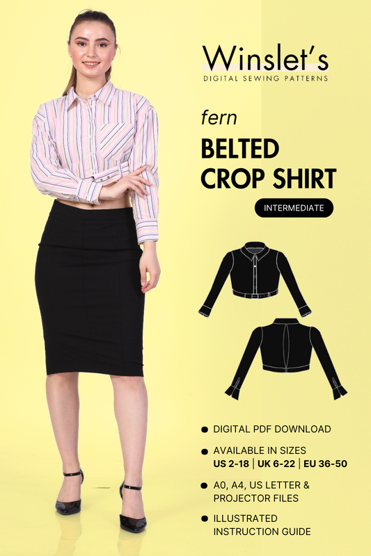 Belted Crop Shirt Sewing Pattern 'Fern'