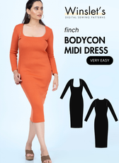 Bodycon Midi Dress Sewing Pattern 'Finch'