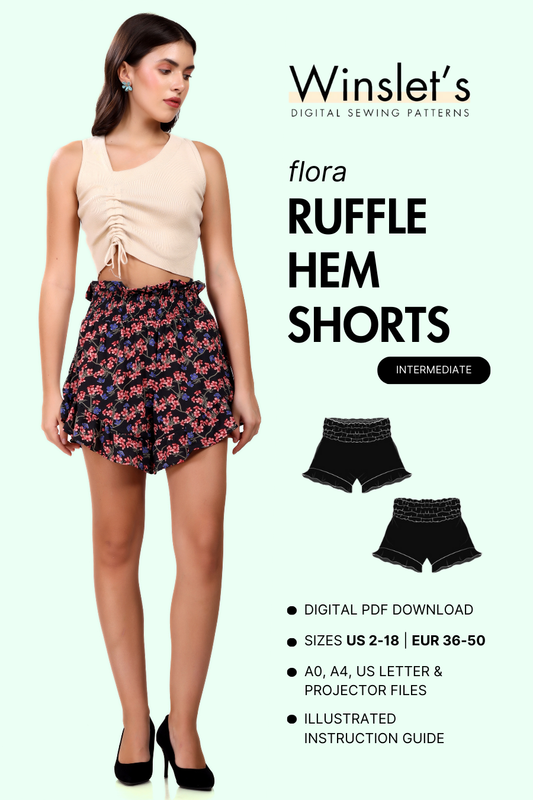 Ruffle Hem Shorts Sewing Pattern 'Flora'