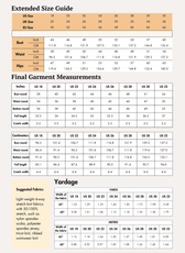 Extended Size Guide for Women’s Bodysuit Sewing Pattern 'Gabby' PDF