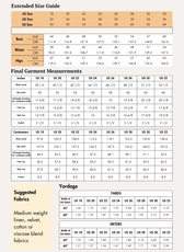 Extended Size guide and garment measurements for harper high waisted shorts sewing pattern