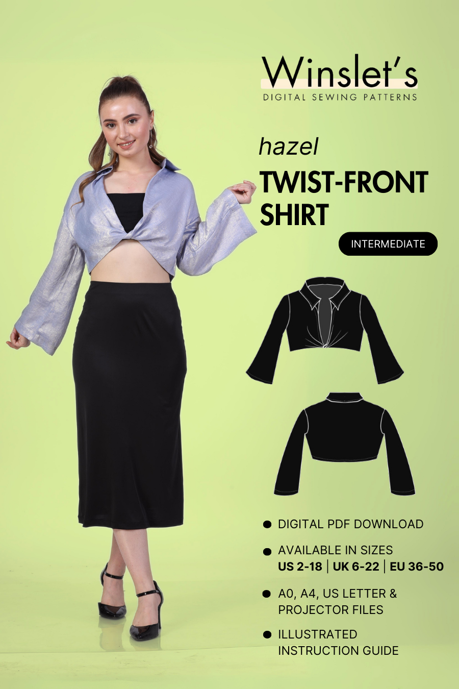 Twist Front Shirt Sewing Pattern 'Hazel'