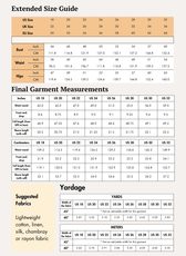 Extended size sewing pattern Heather with size charts for larger sizes