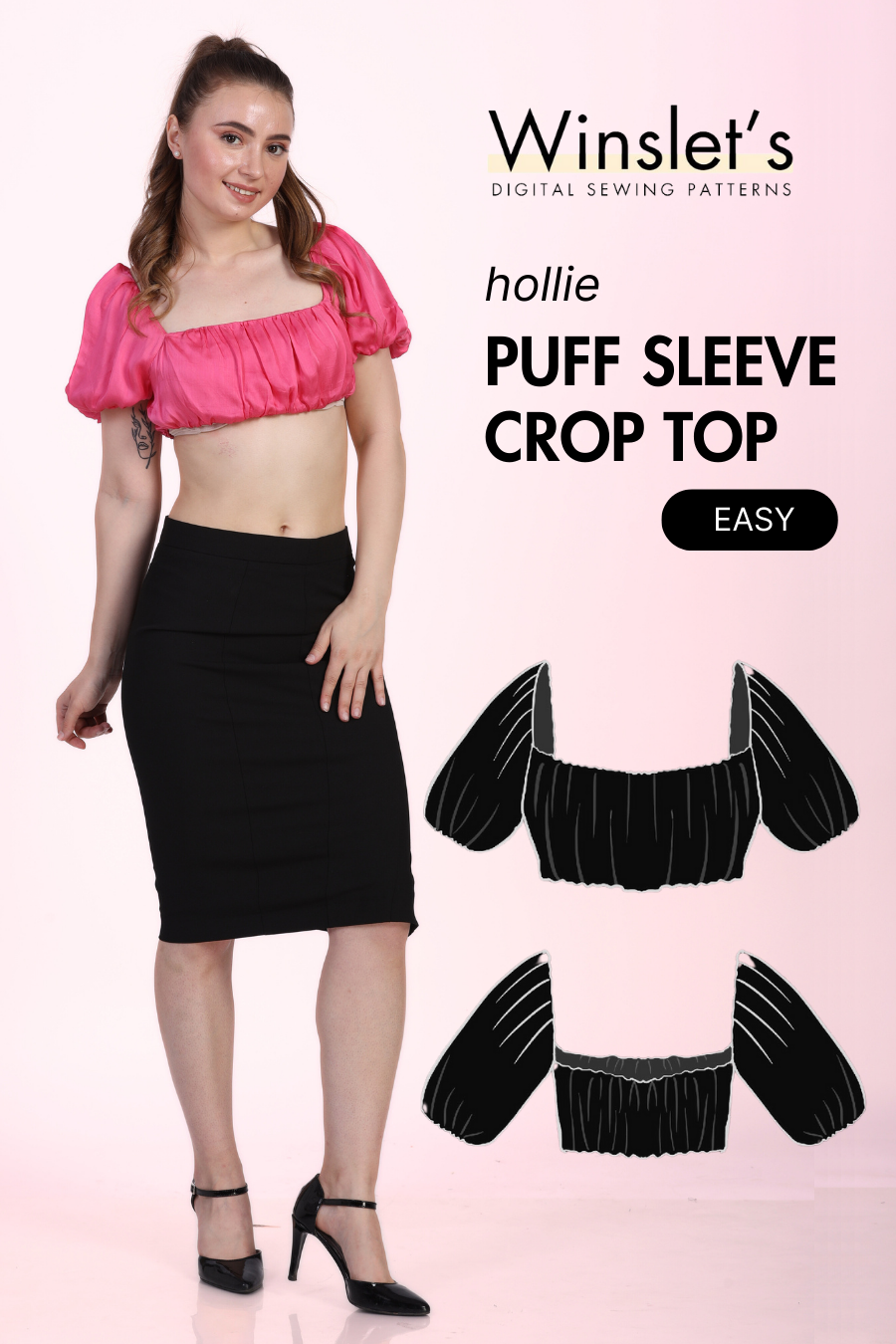Puff Sleeve Crop Top Sewing Pattern 'Hollie'