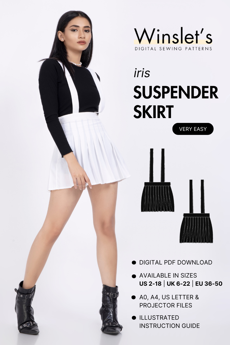 Suspender Skirt Sewing Pattern 'Iris'