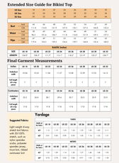 Size guide for Triangle Bikini Women's Swimwear Set PDF Sewing Pattern