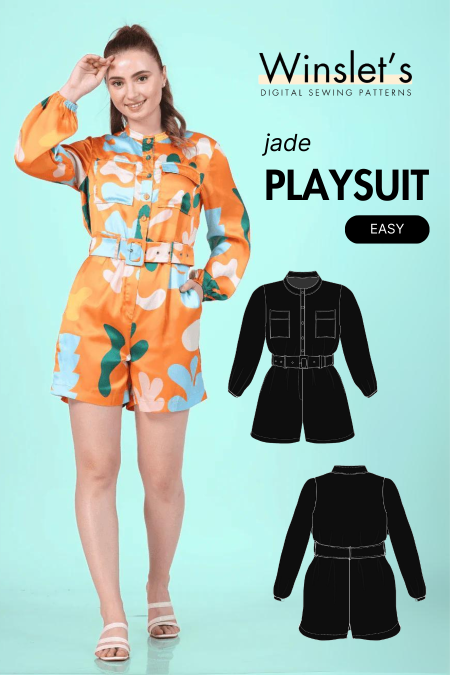 Playsuit Romper PDF Women's Jumpsuit Sewing Pattern | Long Peasant