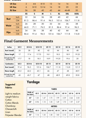 Size guide and fabric recommendations for the Juniper Utility Shirt sewing pattern. Includes measurements, yardage, and suggested fabrics for optimal results.