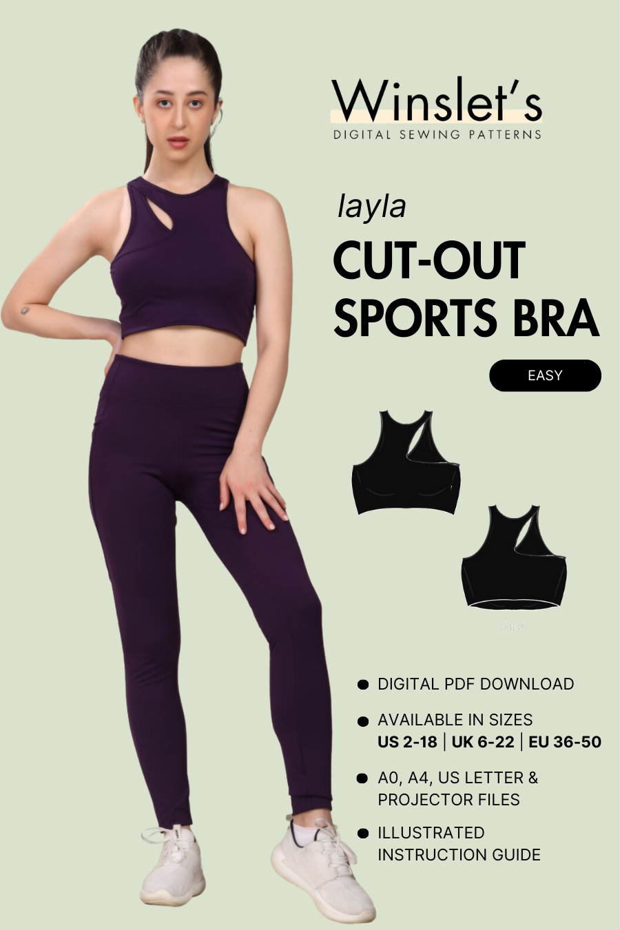 Cutout Sports Bra Sewing Pattern 'Layla'