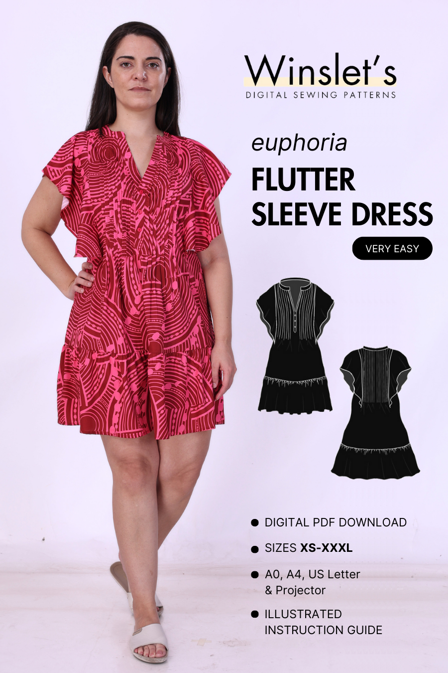 Flutter Sleeves Dress Sewing Pattern 'Euphoria'