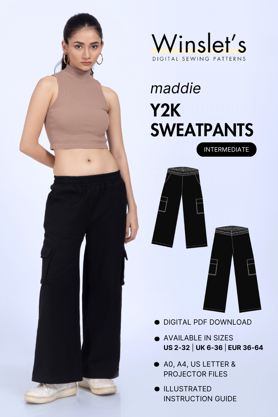 Y2K Sweatpants Sewing Pattern 'Maddie'