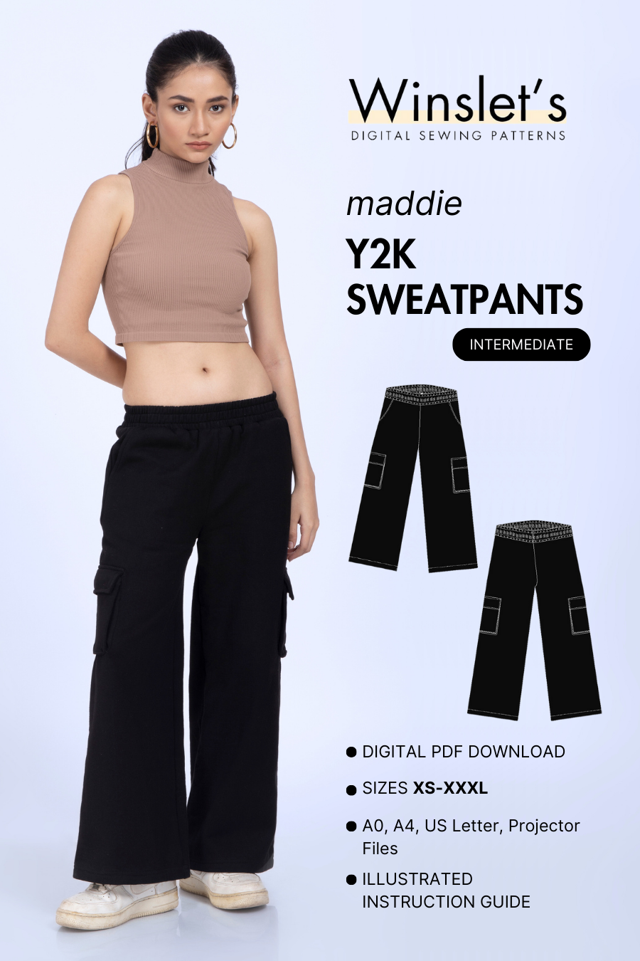 Y2K Sweatpants Sewing Pattern 'Maddie'