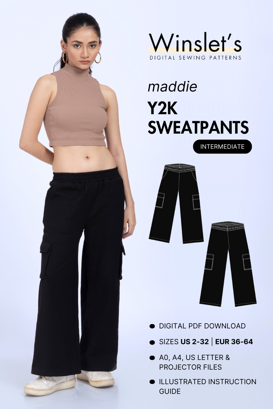 Y2K Sweatpants Sewing Pattern 'Maddie'