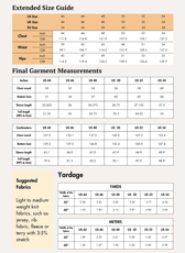 Extended Size guide and detailed sewing instructions for men's long sleeve T-shirt