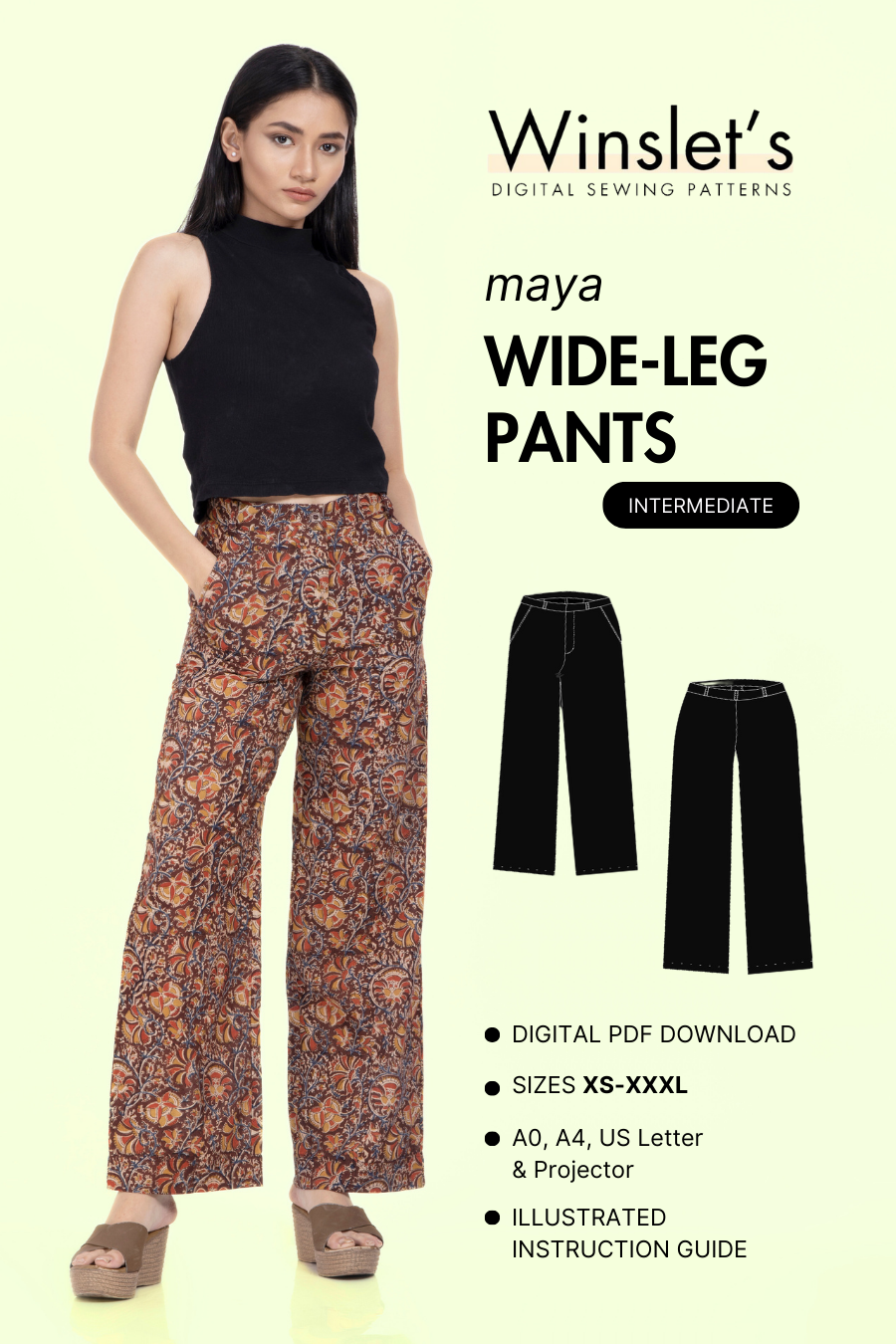 Wide Leg Pants Sewing Patterns 'Maya'