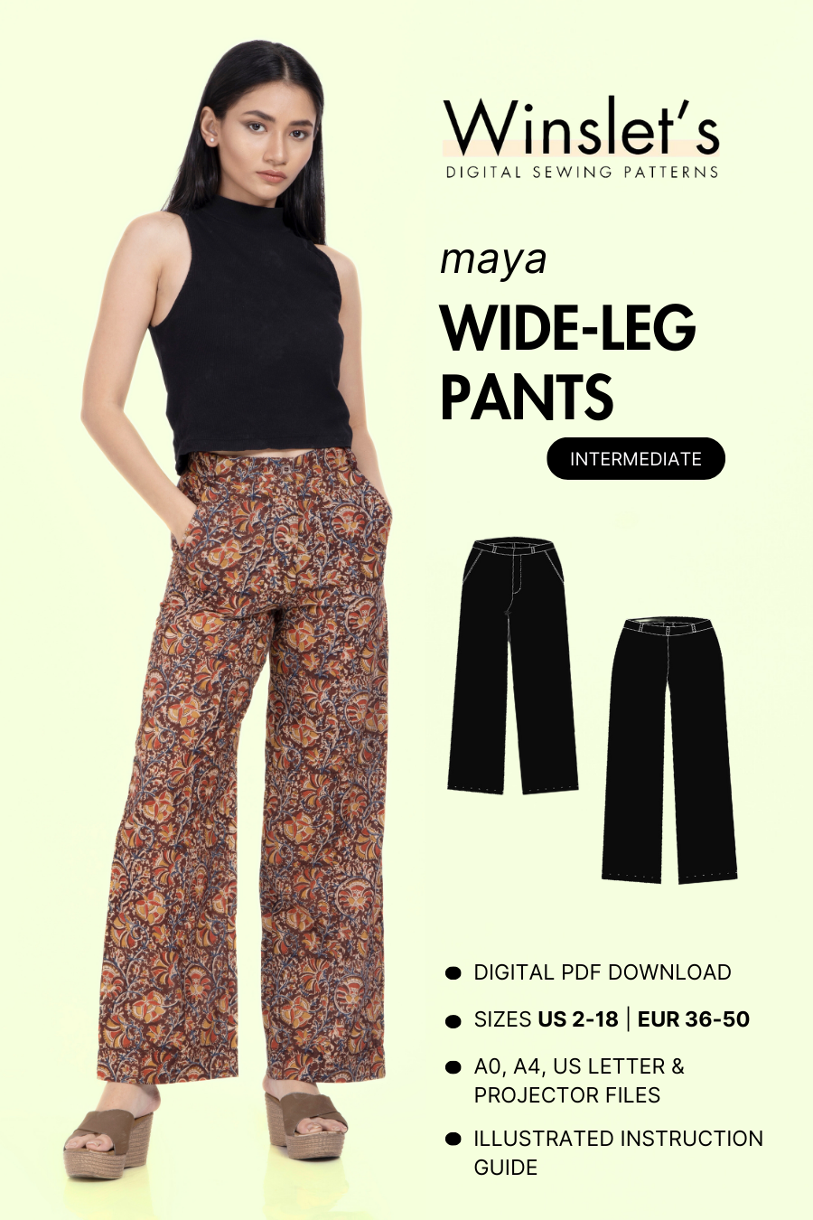 Wide Leg Pants Sewing Patterns 'Maya'