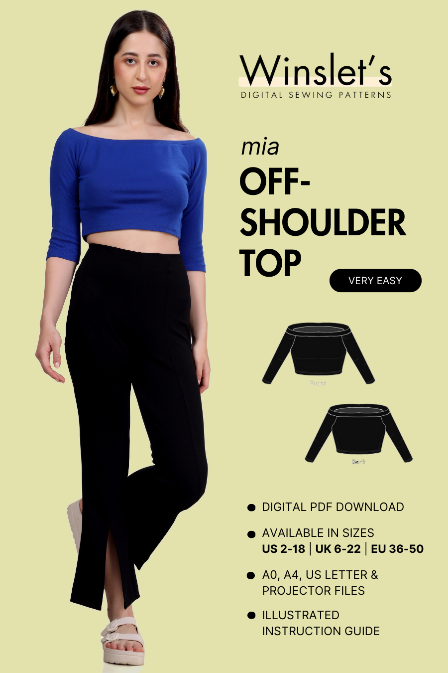 Off Shoulder Top Sewing Pattern 'Mia'