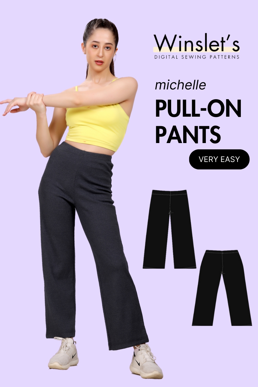 Pull On Pants PDF Women's Trousers Sewing Pattern | High Waisted