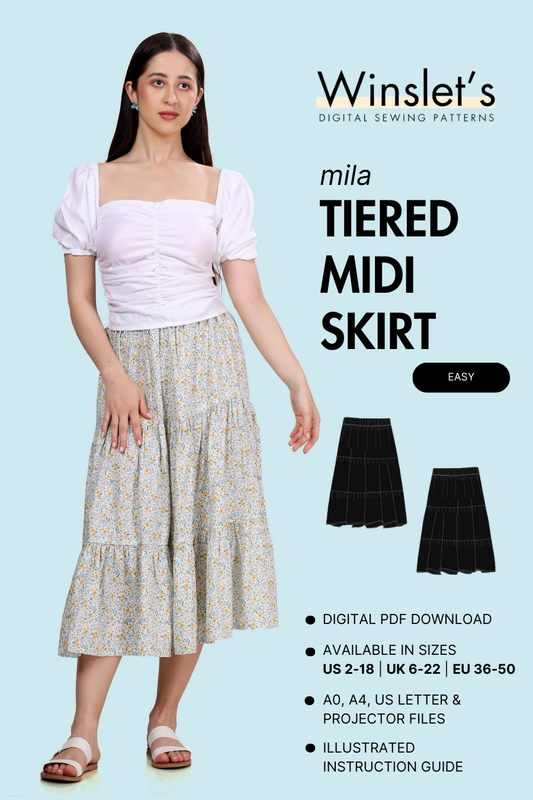 Tiered Midi Skirt Sewing Pattern 'Mila'